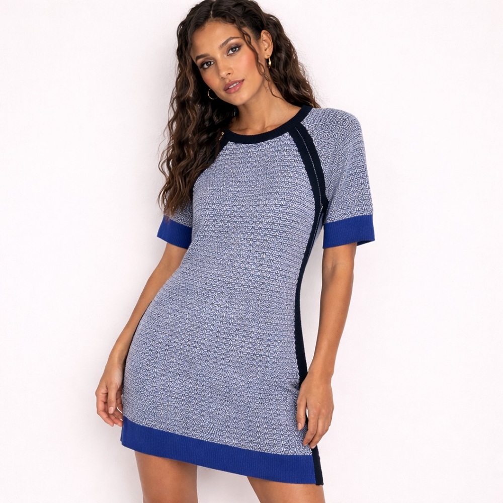 Club Monaco Y2K Rare Knit Sweater Tee Dress Cashmere Wool Blend Blokettecore M